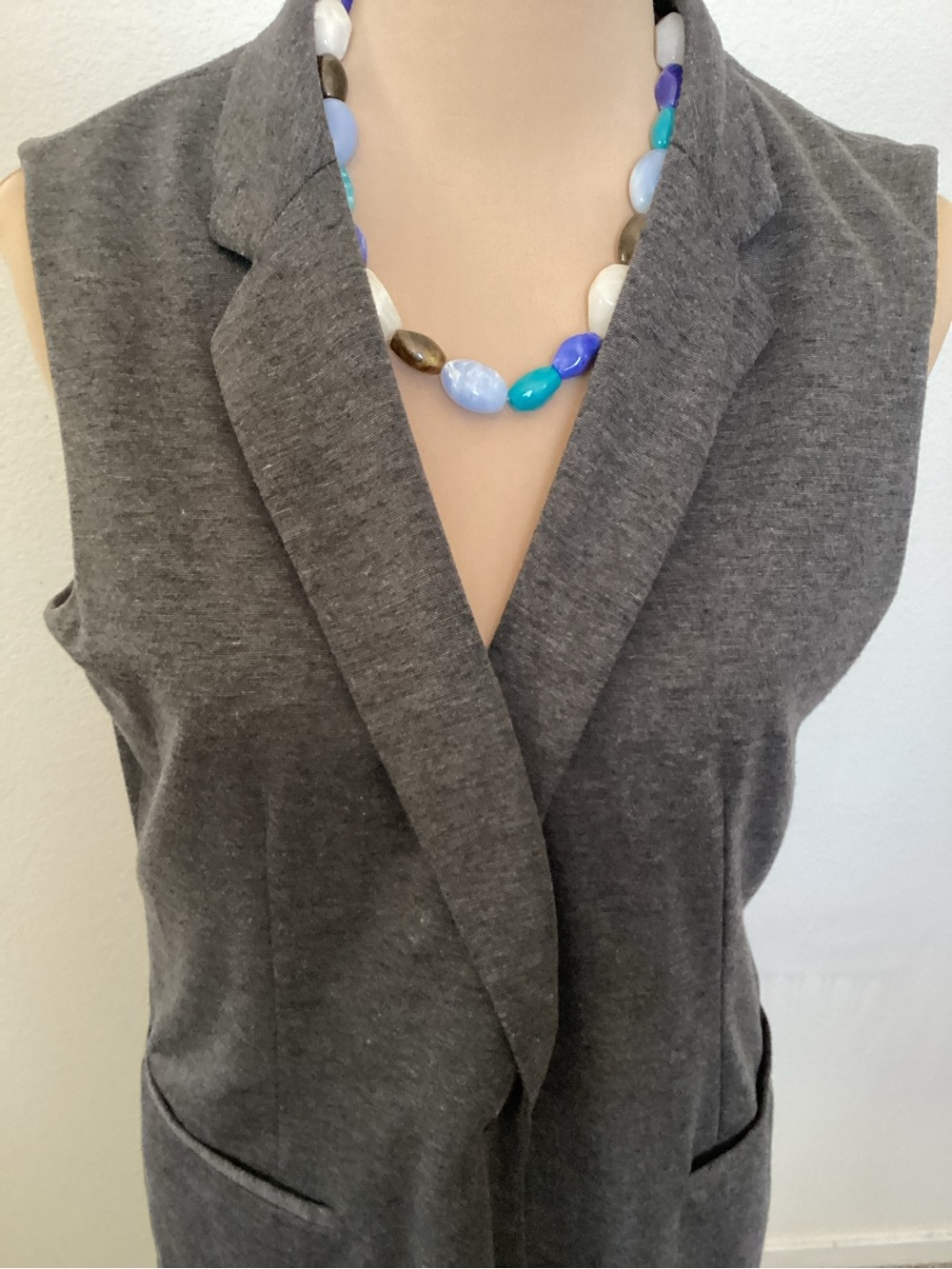 Apt. 9 Sleeveless Long Blazer Vest in Charcoal Gray